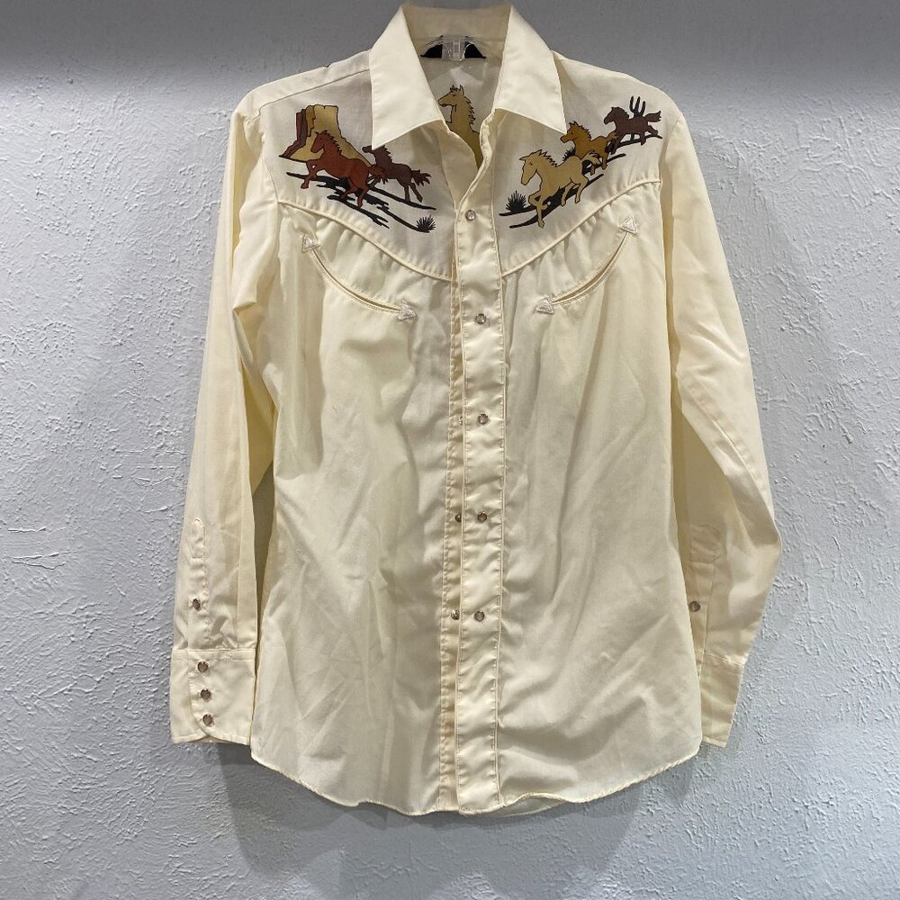 Levi's Vintage men's, XS**, western long sleeve shirt in cream with snap buttons